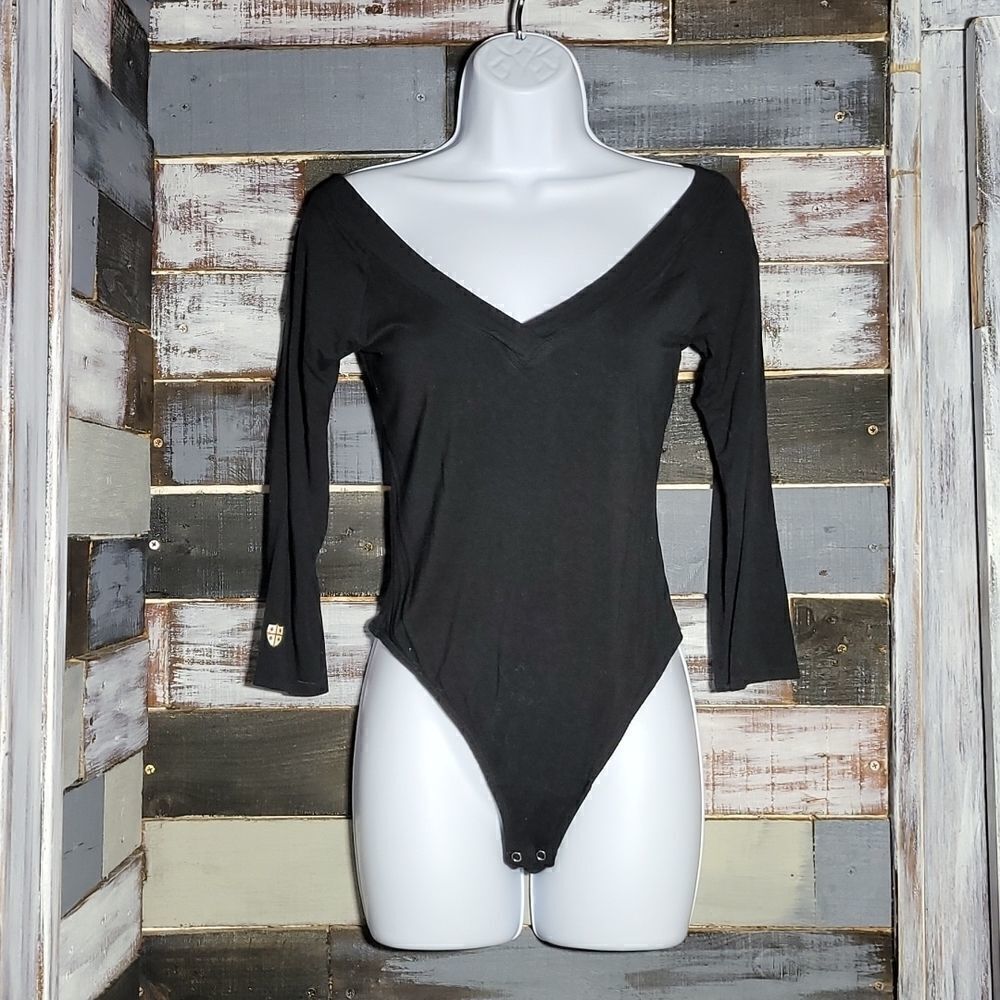 Guido & Mary Black V Neck Bodysuit Size Large